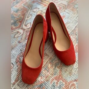 J. Crew Red Suede Women's Celia Block Heel